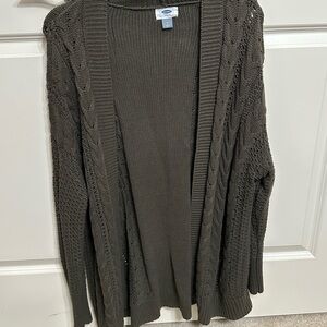 Old Navy Green Cable Knit Cardigan Sweater